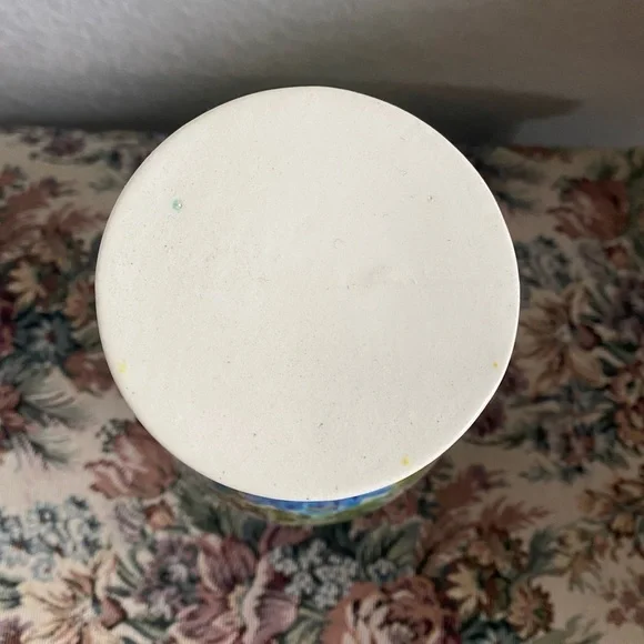 Vintage Hand Painted Floral Blossoms Ceramic Vase with Blue Accents 9.5”H - Picture 10 of 11